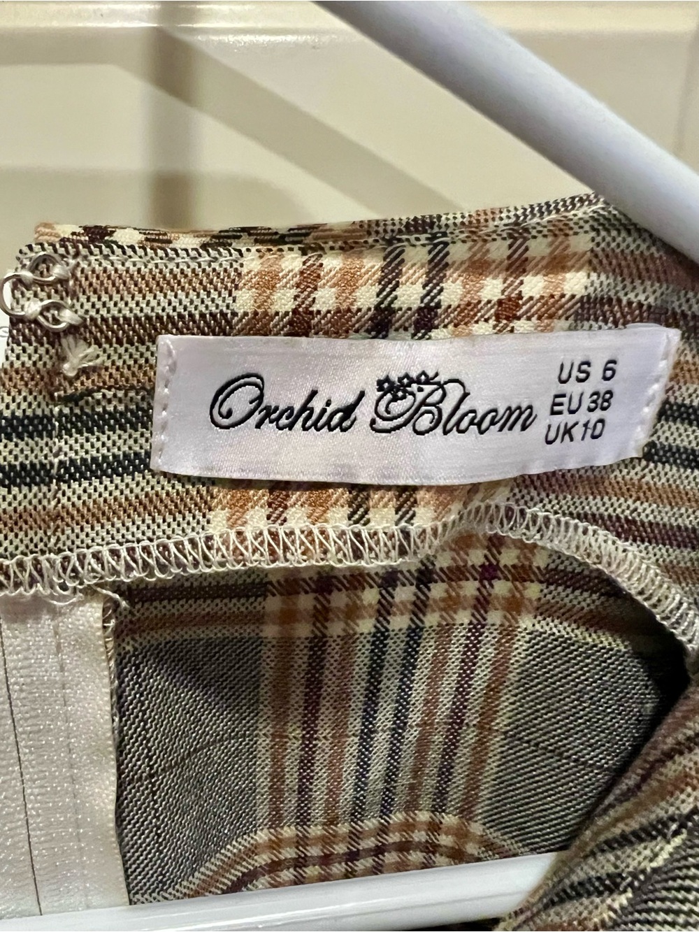 Orchid Bloom Plaid Dress in Cream, Tan & Black